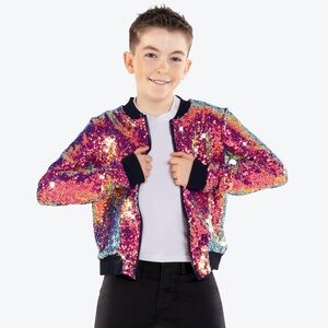 Revolution Unisex Multicolor Sequin Bomber Jacket, Small Adult